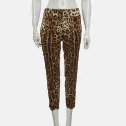 Pre Owned Dolce & Gabbana Brown Leopard Jacquard Pants M