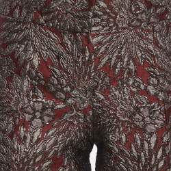 مملوكة مسبقًا Dolce & Gabbana Burgundy/Grey Floral Jacquard Straight Pants M