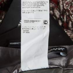 مملوكة مسبقًا Dolce & Gabbana Burgundy/Grey Floral Jacquard Straight Pants M