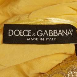 Pre Owned Dolce & Gabbana Yellow Brocade Crystal Embellished Mini Dress M