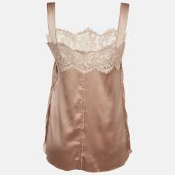 Pre Owned Dolce & Gabbana Beige Silk Lace Detail Camisole S
