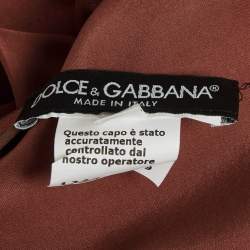 Pre Owned Dolce & Gabbana Brown Satin Lace Detail Top M