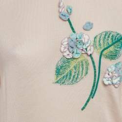 Pre Owned Dolce & Gabbana Pink Floral Applique Cashmere Sweater M