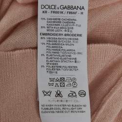 Pre Owned Dolce & Gabbana Pink Floral Applique Cashmere Sweater M