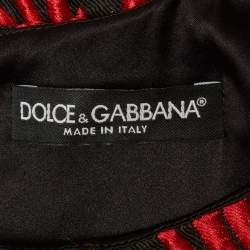 Pre Owned فستان قصير بلا أكمام جاكار أسود دولتشي أند غابانا مقاس كبير