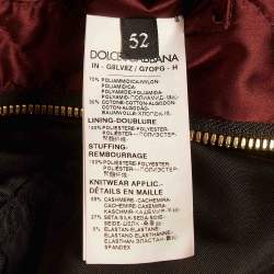 Pre Owned Dolce & Gabbana Black Floral Print Velvet Bomber Jacket XL