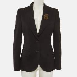 Pre Owned Dolce & Gabbana Black Wool Filigree Logo Embroidered Blazer M