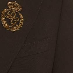 Pre Owned Dolce & Gabbana Black Wool Filigree Logo Embroidered Blazer M