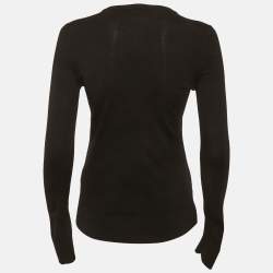 Pre Owned Dolce & Gabbana Black Lace Trim Knit Cardigan M