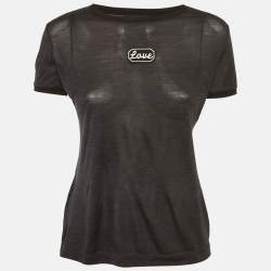 Pre Owned Dolce & Gabbana Grey Applique Jersey T-Shirt S