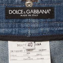 Pre Owned Dolce & Gabbana Blue Faded Denim Pencil Skirt S