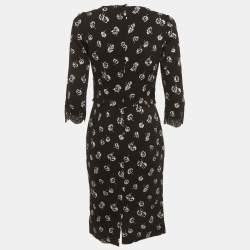 Pre Owned Dolce & Gabbana Black Floral Print Crepe Mini Dress M