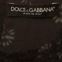 Pre Owned Dolce & Gabbana Black Floral Print Crepe Mini Dress M