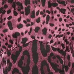 Pre Owned توب ساتان بنقشة الفهد الأرجوانية دولتشي آند غابانا مقاس متوسط