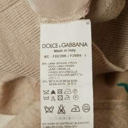 Pre Owned Dolce & Gabbana Beige Floral Print Silk and Knit Cardigan M