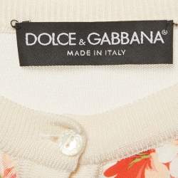 Pre Owned كارديغان دولتشي آند غابانا تريكو حرير مطبوع مقاس متوسط - ميديم