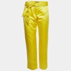مملوكة مسبقًا Dolce & Gabbana Yellow Satin Belted Trousers M