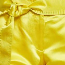 مملوكة مسبقًا Dolce & Gabbana Yellow Satin Belted Trousers M