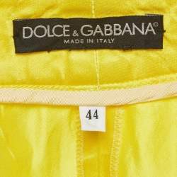 مملوكة مسبقًا Dolce & Gabbana Yellow Satin Belted Trousers M