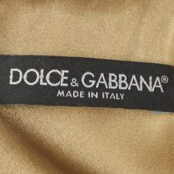 Pre Owned فستان دولتشي أند غابانا قصير جاكار طباعة زهور زجاجة خضراء مقاس صغير