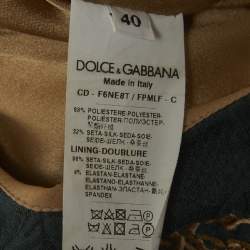 Pre Owned فستان دولتشي أند غابانا قصير جاكار طباعة زهور زجاجة خضراء مقاس صغير