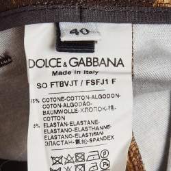 Pre Owned Dolce & Gabbana Brown Giraffe Print Twill Bustier and Shorts Suit S
