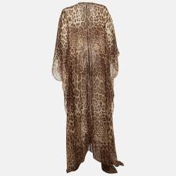 Pre Owned Dolce & Gabbana Brown Leopard Print Silk Kaftan Dress S