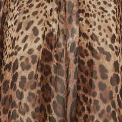 Pre Owned Dolce & Gabbana Brown Leopard Print Silk Kaftan Dress S