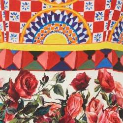 Pre Owned Dolce & Gabbana Multicolor Charmeuse Print Silk Midi Dress S