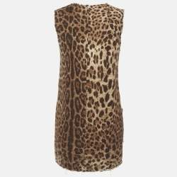 Pre Owned Dolce & Gabbana Brown Leopard Print Cotton Mini Dress S