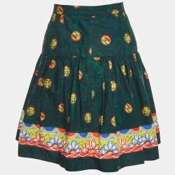 Pre Owned Dolce & Gabbana Green Cherry Print Cotton Mini Skirt L