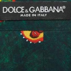 Pre Owned Dolce & Gabbana Green Cherry Print Cotton Mini Skirt L