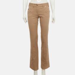 Pre Owned Dolce & Gabbana Beige Denim Back Lace Up Jeans M/Waist 32"