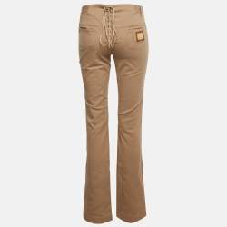 Pre Owned Dolce & Gabbana Beige Denim Back Lace Up Jeans M/Waist 32"