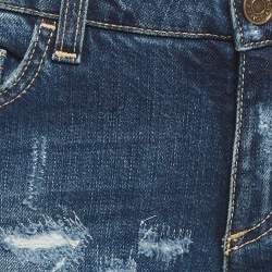 مملوكة مسبقًا بنطلون جينز دولشي أند غابانا دينيم أزرق بتفاصيل مستعملة محيط خصر 30 بوصة بحجم صغير