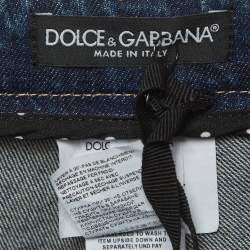 مملوكة مسبقًا بنطلون جينز دولشي أند غابانا دينيم أزرق بتفاصيل مستعملة محيط خصر 30 بوصة بحجم صغير