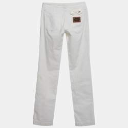 Pre Owned Dolce & Gabbana White Denim Straight Fit Jeans S/ Waist 27"