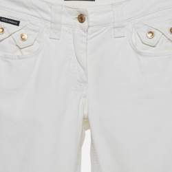 Pre Owned Dolce & Gabbana White Denim Straight Fit Jeans S/ Waist 27"