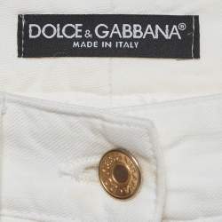 Pre Owned Dolce & Gabbana White Denim Straight Fit Jeans S/ Waist 27"