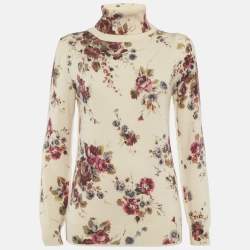 مملوكة مسبقًا D&G Beige Floral Print Wool Knit Sweater M