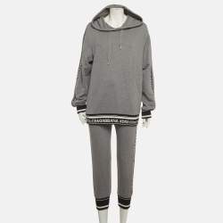 مملوكة مسبقًا Dolce & Gabbana Grey Cotton Logo Trim Set XS