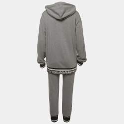 مملوكة مسبقًا Dolce & Gabbana Grey Cotton Logo Trim Set XS