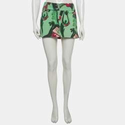 Pre Owned Dolce & Gabbana Green Printed Cotton Mini Skirt M