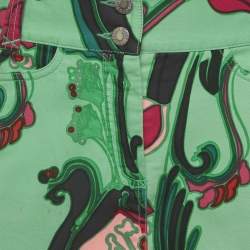 Pre Owned Dolce & Gabbana Green Printed Cotton Mini Skirt M
