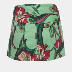 Pre Owned Dolce & Gabbana Green Printed Cotton Mini Skirt M