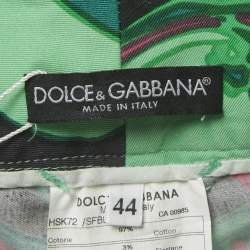 Pre Owned Dolce & Gabbana Green Printed Cotton Mini Skirt M