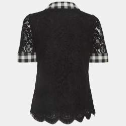 Pre Owned تي شيرت دولتشي أند غابانا دانتيل أسود مقاس صغير (سمول)