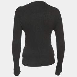 Pre Owned Dolce & Gabbana Grey Lace and Rib Knit Cardigan S