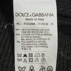 Pre Owned Dolce & Gabbana Grey Lace and Rib Knit Cardigan S