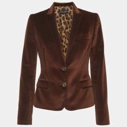 مملوكة مسبقًا Dolce & Gabbana Brown Velvet Lapel Collar Blazer M